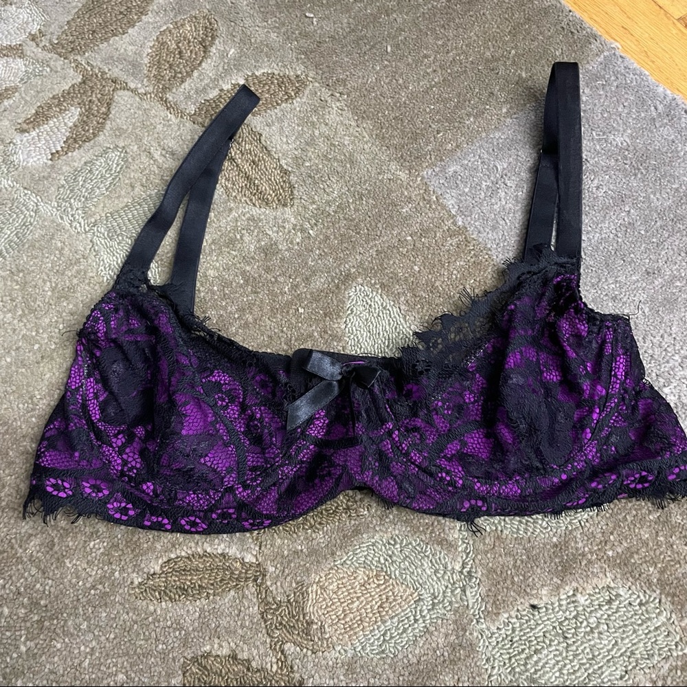 Premiere purple and black lace bra size M